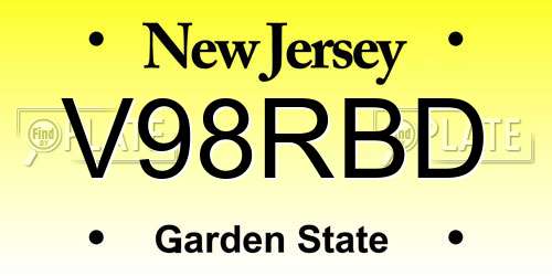 V98RBD New Jersey License Plate