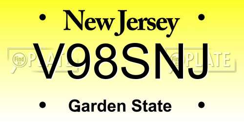 V98SNJ New Jersey License Plate