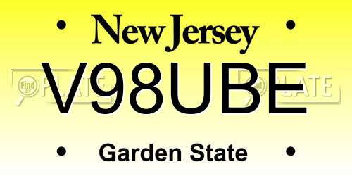 V98UBE New Jersey License Plate