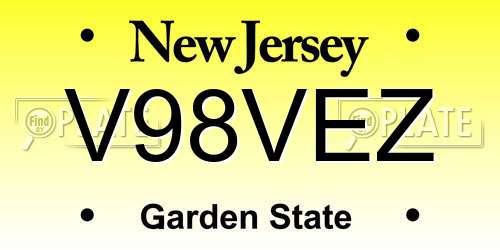 V98VEZ New Jersey License Plate