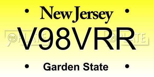 V98VRR New Jersey License Plate