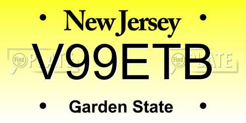 V99ETB New Jersey License Plate