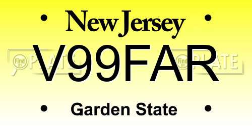 V99FAR New Jersey License Plate