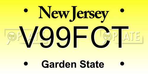 V99FCT New Jersey License Plate