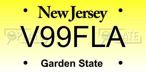 V99FLA New Jersey License Plate