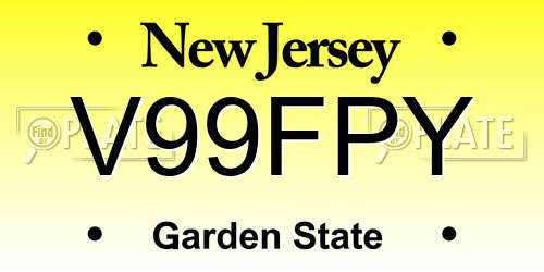 V99FPY New Jersey License Plate