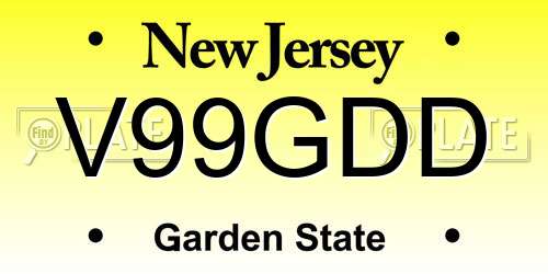 V99GDD New Jersey License Plate