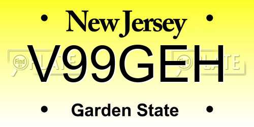 V99GEH New Jersey License Plate