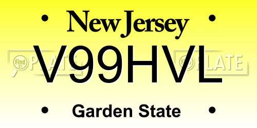 V99HVL New Jersey License Plate