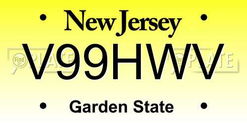 V99HWV New Jersey License Plate