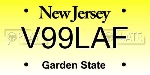V99LAF New Jersey License Plate