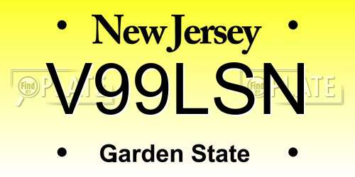 V99LSN New Jersey License Plate