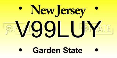 V99LUY New Jersey License Plate