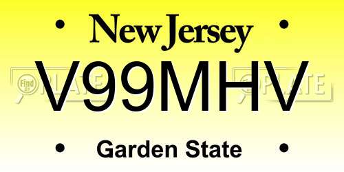 V99MHV New Jersey License Plate