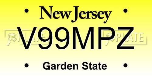 V99MPZ New Jersey License Plate