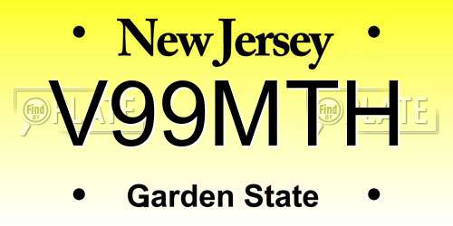 V99MTH New Jersey License Plate