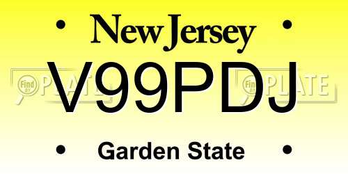 V99PDJ New Jersey License Plate