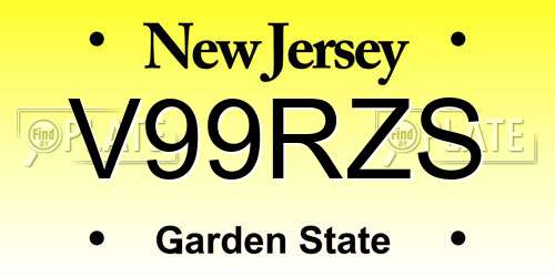 V99RZS New Jersey License Plate
