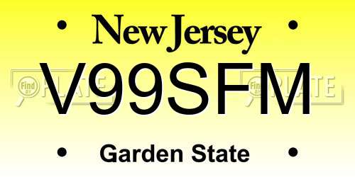 V99SFM New Jersey License Plate