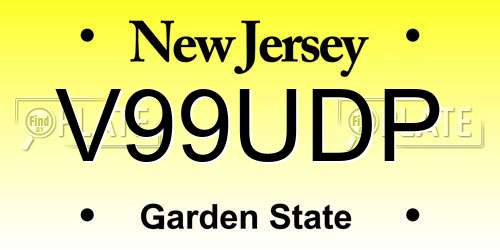 V99UDP New Jersey License Plate