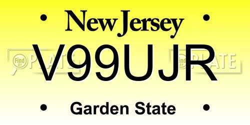 V99UJR New Jersey License Plate