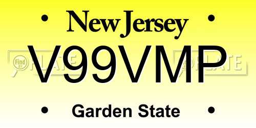 V99VMP New Jersey License Plate
