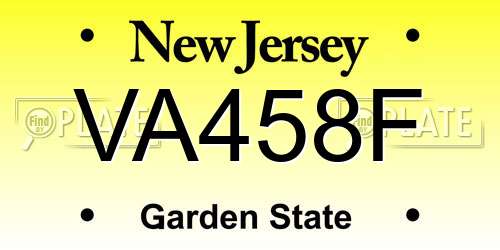 VA458F New Jersey License Plate