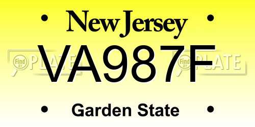 VA987F New Jersey License Plate