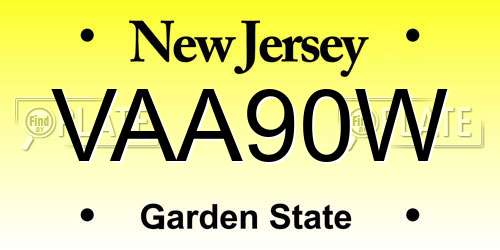 VAA90W New Jersey License Plate