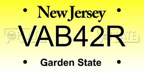 VAB42R New Jersey License Plate