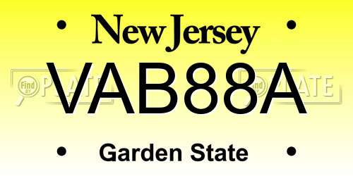 VAB88A New Jersey License Plate