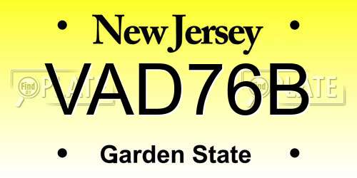 VAD76B New Jersey License Plate