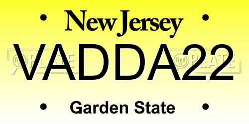VADDA22 New Jersey License Plate