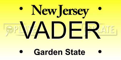 VADER New Jersey License Plate