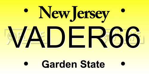 VADER66 New Jersey License Plate
