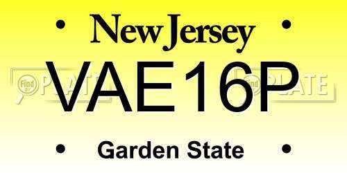 VAE16P New Jersey License Plate