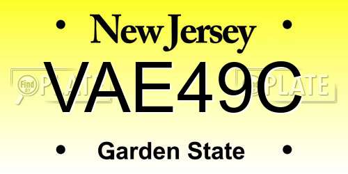 VAE49C New Jersey License Plate