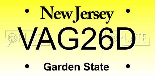 VAG26D New Jersey License Plate