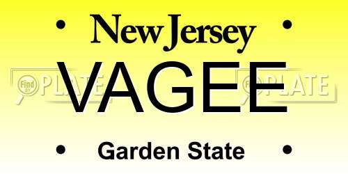 VAGEE New Jersey License Plate