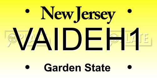 VAIDEH1 New Jersey License Plate