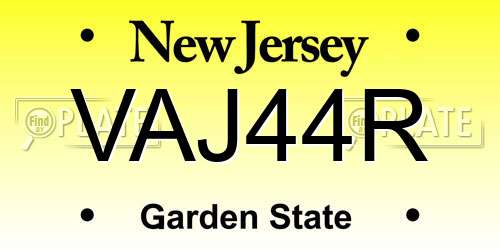 VAJ44R New Jersey License Plate