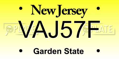 VAJ57F New Jersey License Plate