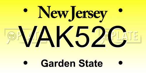 VAK52C New Jersey License Plate