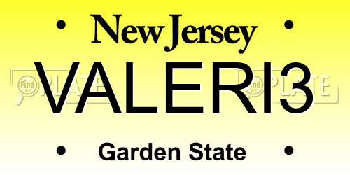 VALERI3 New Jersey License Plate