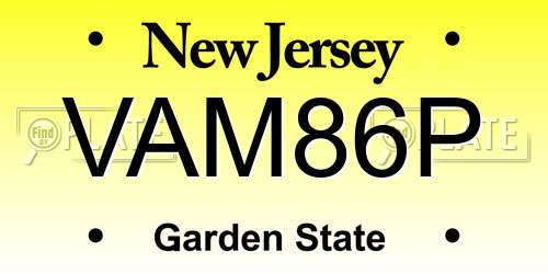 VAM86P New Jersey License Plate