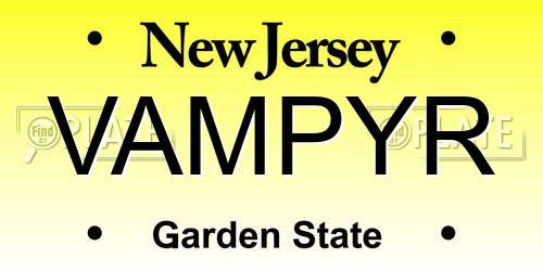 VAMPYR New Jersey License Plate