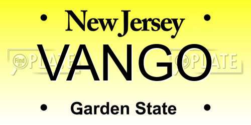 VANGO New Jersey License Plate
