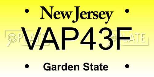 VAP43F New Jersey License Plate