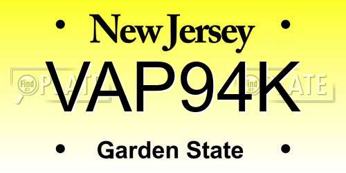 VAP94K New Jersey License Plate