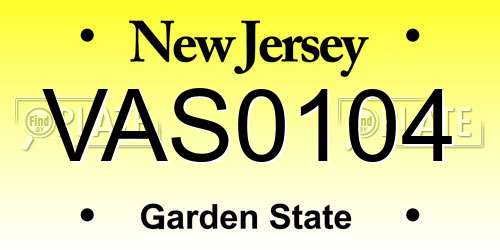 VAS0104 New Jersey License Plate